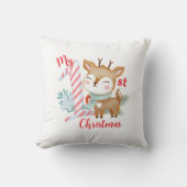 Sierkussen met illustratie van een baby hert. (Voorkant)