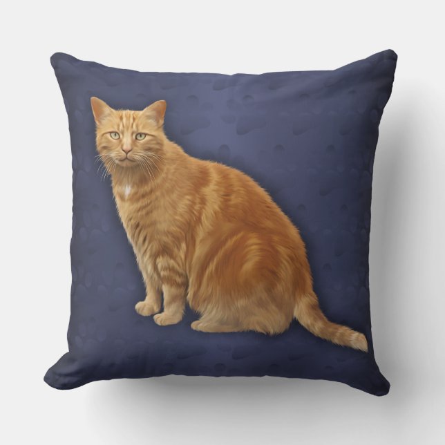 Sierkussen met kat en blauwe ontwerper (Voorkant)