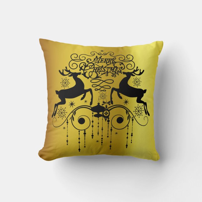 Sierkussen met kerstcadeaus Black Silhouettes (Voorkant)