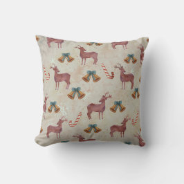 Sierkussen met kerstgebell Deer Candy Cane