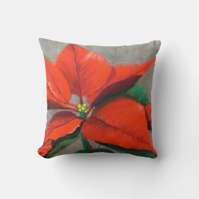 Sierkussen met Kerstmis Poinsettia (Voorkant)