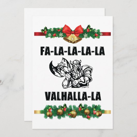 Sierkussen met kerstvalhalla feestdagenkaart (Voorkant / Achterkant)