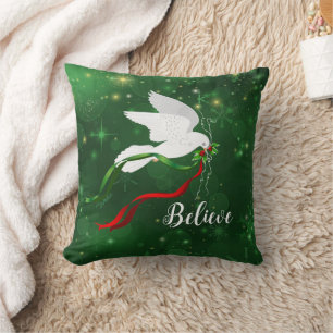 Sierkussen met kerstwitte dove