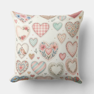 Sierkussen met kleine pastel hartjes motief