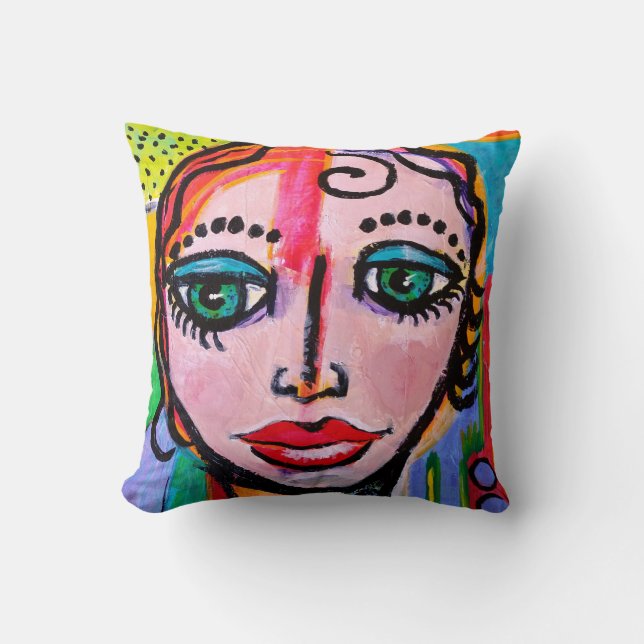 Sierkussen met kleurrijke rode katoen 16x16 met Vr (Voorkant)