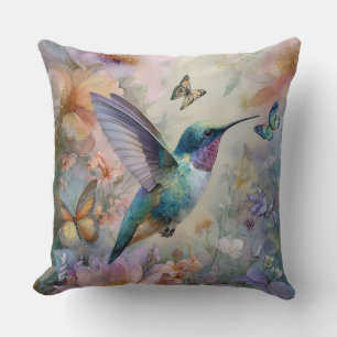 Sierkussen met Kolibrie Bloemen Worp Kussen