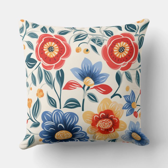 Sierkussen met levendig bloemmotief (Achterkant)