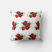 Sierkussen met mooie kerstrode bloemen (Voorkant)