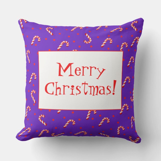 Sierkussen met Paarse kerstsnoepjes (Voorkant)