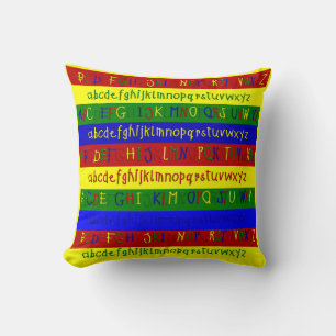 Sierkussen met primaire alfabet Strips-vierkant