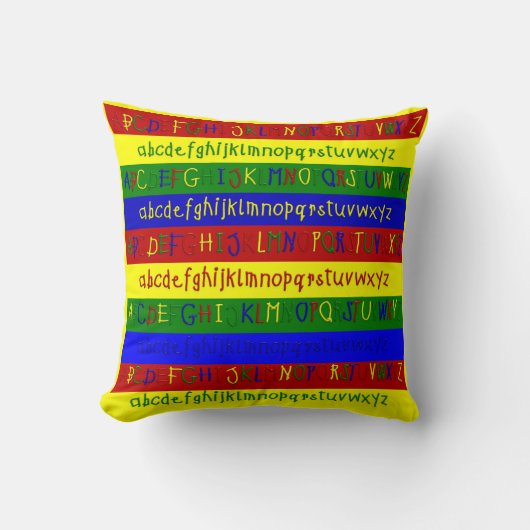 Sierkussen met primaire alfabet Strips-vierkant (Voorkant)