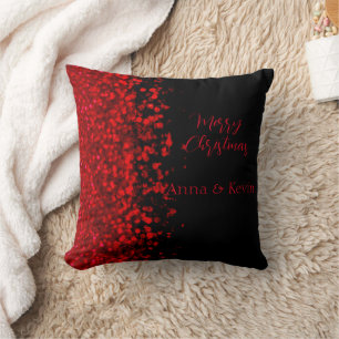 Sierkussen met rode en zwarte glitter Ombre