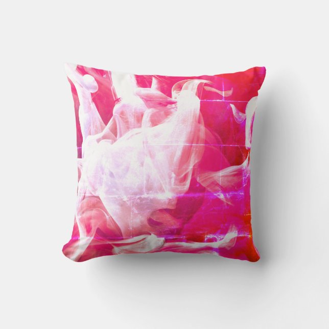 Sierkussen met roze en witte plastic verf (Voorkant)