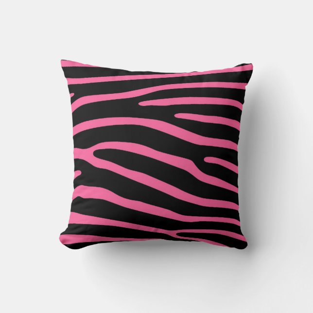 Sierkussen met roze en zwarte zebra (Voorkant)