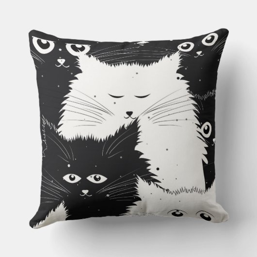 Sierkussen met witte en zwarte tinten (Achterkant)