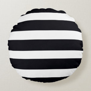 Sierkussen - Modern zwart-wit, strips Rond Kussen