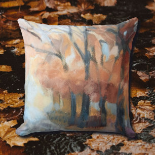 Sierkussen moderne oranje geelbruine bomen
