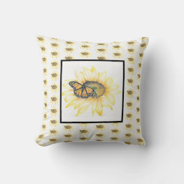 Sierkussen Monarch & Zonnebloem Print