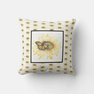 Sierkussen Monarch & Zonnebloem Print