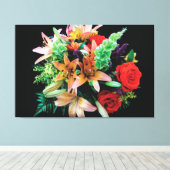 Sierkussen mooie bloemen canvas afdruk (Insitu (Houten vloer))