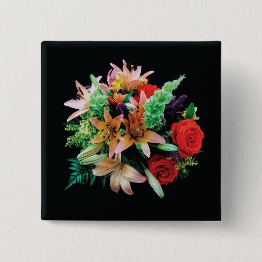 Sierkussen mooie bloemen vierkante button 5,1 cm (Voorkant)