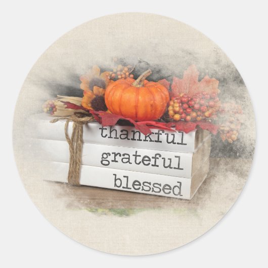 Sierkussen najaarboeken ronde sticker (Voorkant)