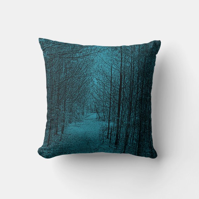 Sierkussen - Natuur trailpatroon licht blauw (Voorkant)