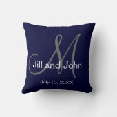 Sierkussen Navy Blue Monogram Wedding Keepomwille (Achterkant)