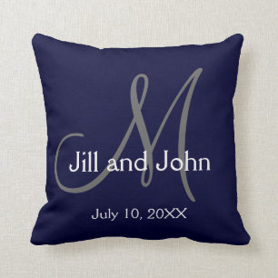 Sierkussen Navy Blue Monogram Wedding Keepomwille