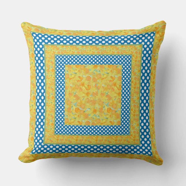 Sierkussen of Kussen, Daffodils en Polka Dots (Voorkant)