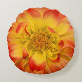 Sierkussen Oranje Dahlia Round Rond Kussen