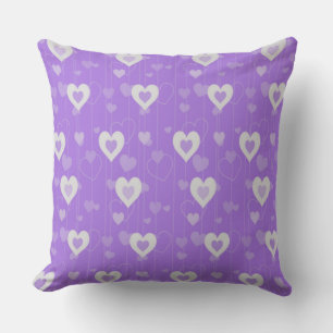 Sierkussen Paars & White Hearts Pattern