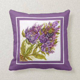 Sierkussen Paarse Lilacs Handbeschilderde Kunst