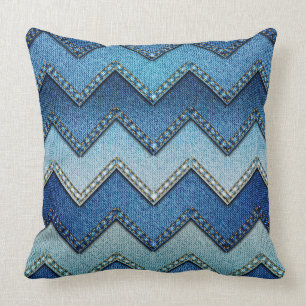 Sierkussen "Patchwork Denim/Chevron"