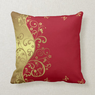 Sierkussen—Rood en goudziren Kussen