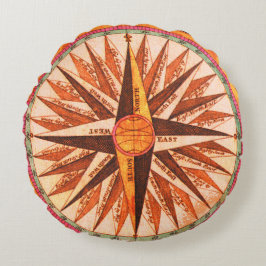 Sierkussen Roos compass Rond Kussen