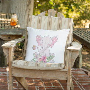 Sierkussen Roze Floral Elephant