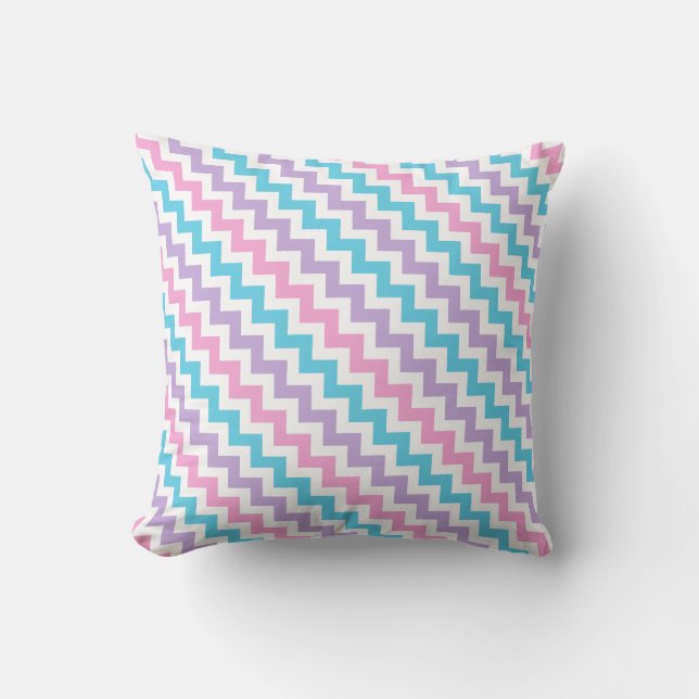 Sierkussen, roze, lavender, Turquoise Chevrons Kussen (Voorkant)
