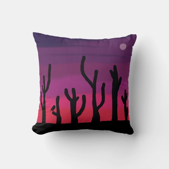 Sierkussen Saguaro zonsondergang met Uil (Voorkant)