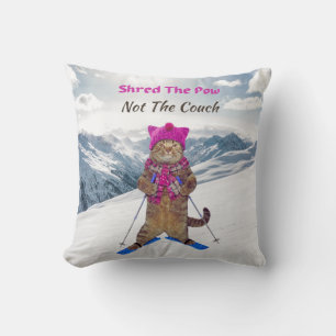 Sierkussen, Shred de Pow Ski Cat Kussen