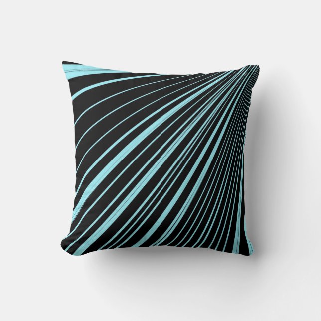 Sierkussen Stripe Aqua Blue Black (Voorkant)