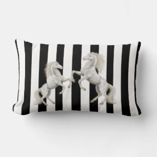Sierkussen Stripe Black White Horse Kussen