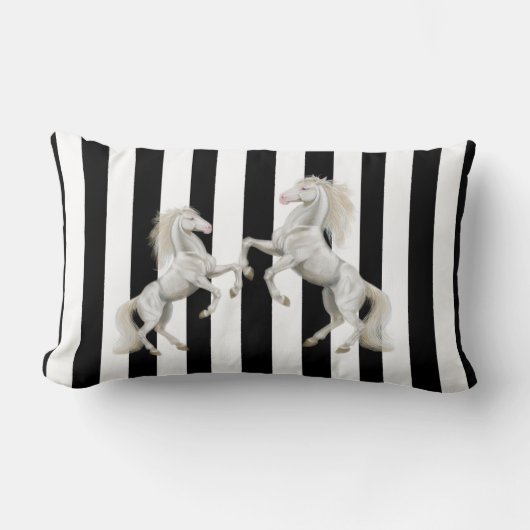 Sierkussen Stripe Black White Horse Kussen (Voorkant)