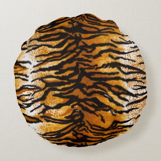 Sierkussen Tan & Gold Tiger-afdrukronde Rond Kussen (Achterkant)