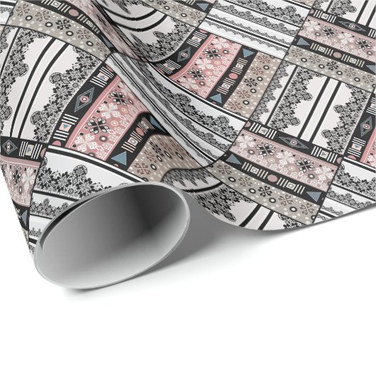 Sierkussen Traditioneel meetkundig stamhout Cadeaupapier (Rol Hoek)