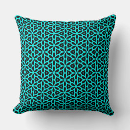Sierkussen Turquoise Blue Flower Pattern