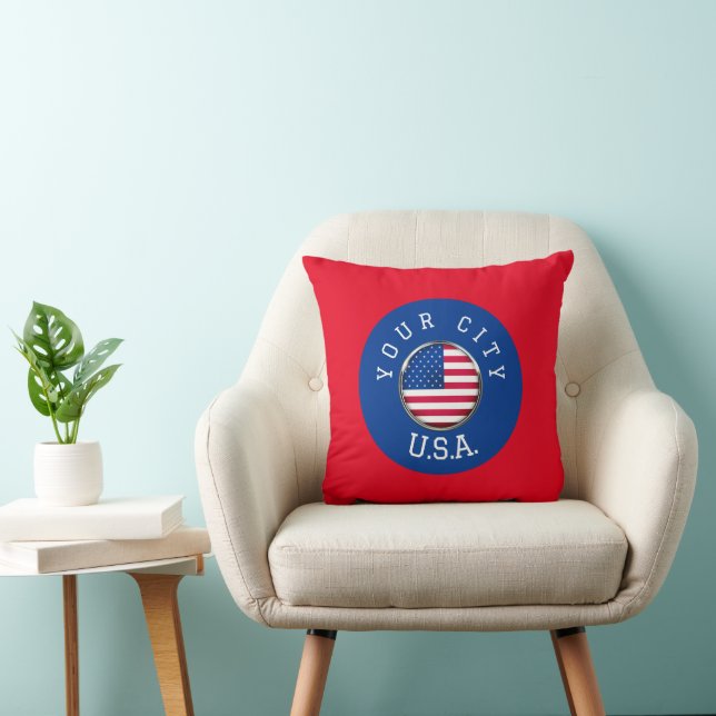 Sierkussen - USA gepersonaliseerd - Voeg plaatsnaa (Stoel)