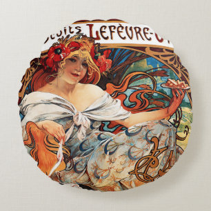 Sierkussen van Alphonse Mucha Rond Kussen