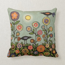 Sierkussen van bloemen en vogels bij 3 grootten