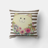 Sierkussen van bruin en wittehout Kat Floral (Achterkant)